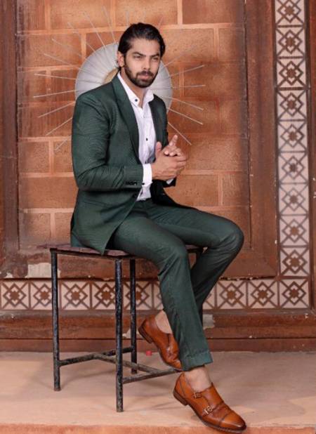 Dark Green Colour VJV SUIT Designer Stylish Festive Party Wear Mens Suiting Polyster And Viscose Heavy Mens Wear Collection 1007